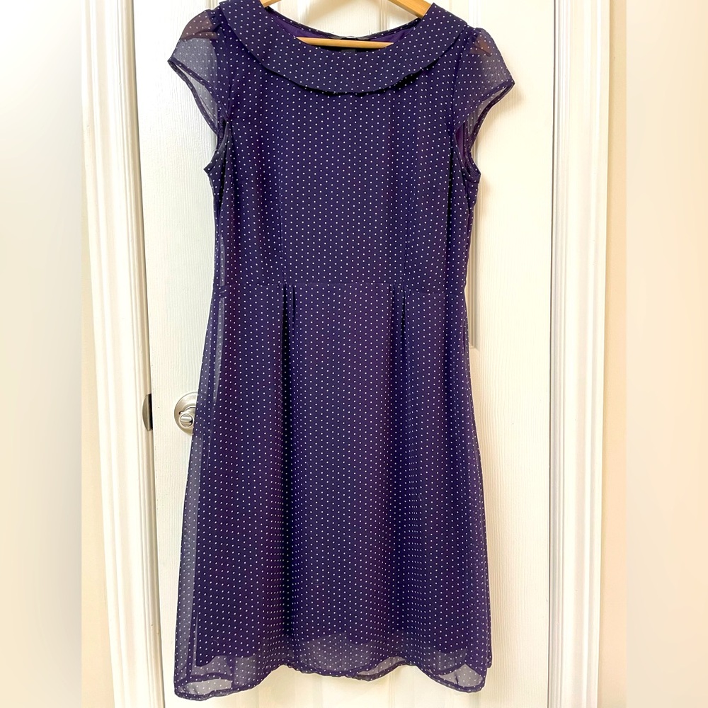 H&M 50s Style Collared Polkadot Dress With Cap Sleeves